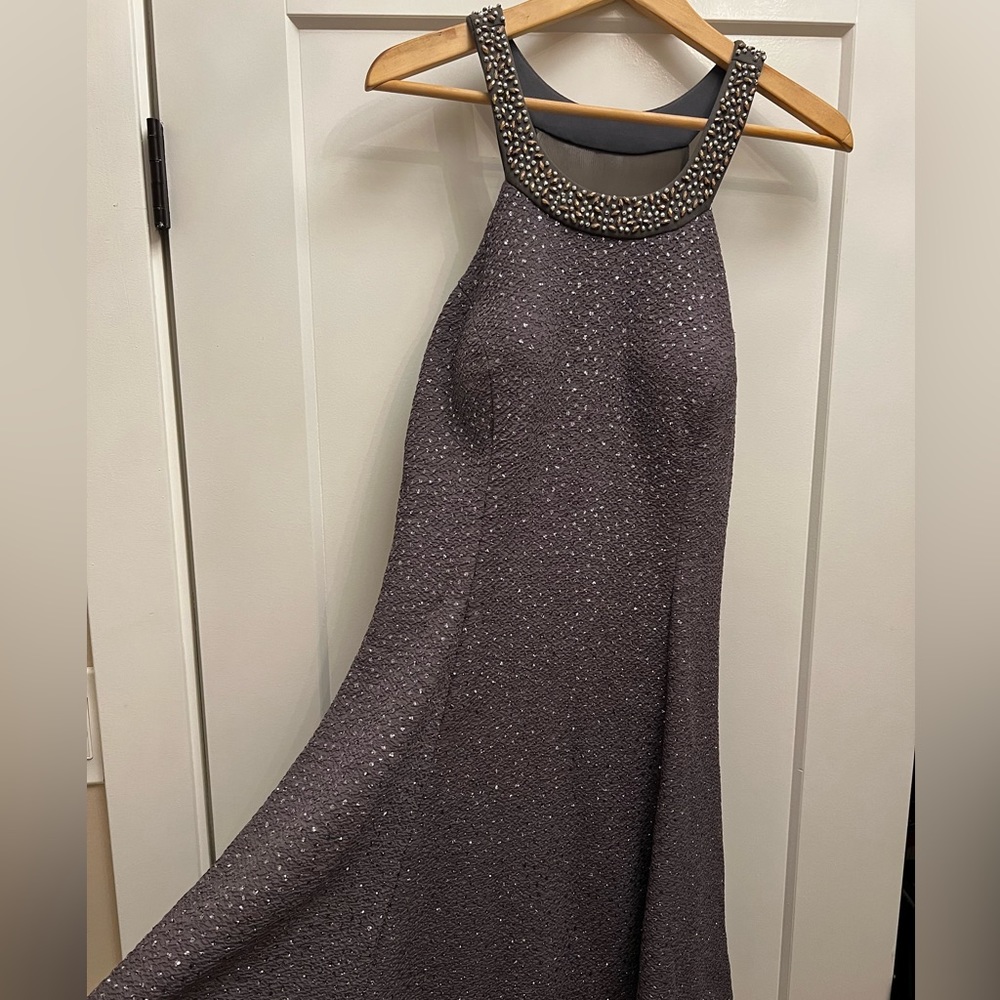 NEW Betsy & Adam gray sparkly halter dress size 14. Sequin. Never worn. Dressy.